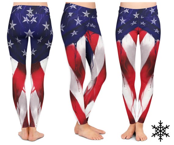 LEGGINGS American Flag Leggings 4th of July Red White Blue