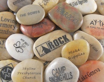 Custom Design Your Own Engraved River Rocks - Double Side, Minimum 25 - FREE US SHIPPING