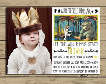Where The Wild Things Are Invitation * Where The Wild Things Are Birthday Party Invite With Photo * Personalized * YOU PRINT
