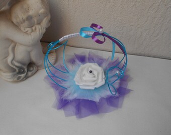 Ring bearer white purple and turquoise with white rose