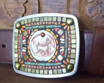 Mosaic Belt Buckle with Horse
