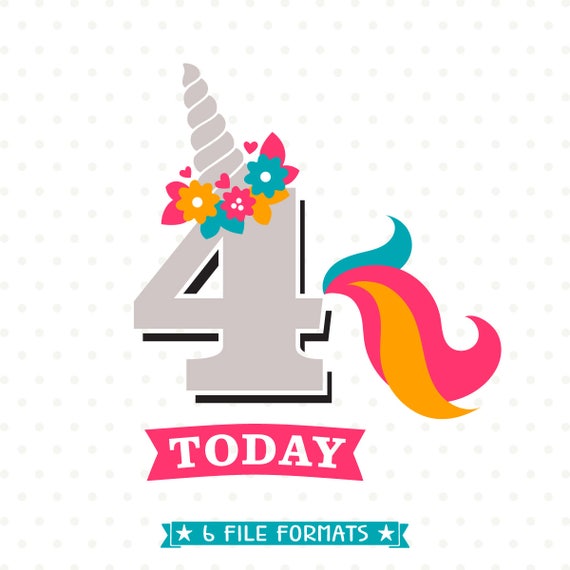 Download 4th Birthday SVG Unicorn Birthday iron on file 4th Birthday