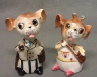 Brown and Beige Mice Rats with Pink Lips Salt and Pepper Shaker Set
