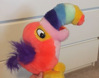 Vintage rainbow toucan plush bird