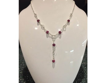 Natural Ruby Necklace, July Birthstone