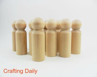 Wood Peg Doll People Man 3 9/16" Blank Shape - 8 Pieces