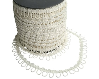 Ivory Ajacent Elastic Bridal Button Looping Trim - Ready to use Wedding Button Holes