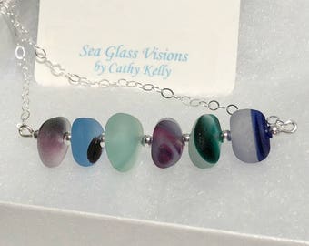English Multi Pendant, Rare Colors, Sea Glass Pendant, Seaham Beach, Necklace, English Sea Glass, Sterling Silver, One Of A Kind