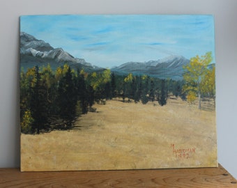 Vintage Autumn Mountain Landscape Painting - Signed M Hardman 1992