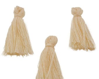 Lot 10 tassels fringes ivory textile 30mm