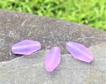 Cultured sea glass barrel beads, Periwinkle Changes, 17x8 mm, 11 pcs