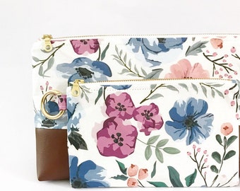 Ring Sling Clutch and Pouch Gift Set in Morning Glories- Diaper Clutch - New Mom Gift - Babywearing Gift