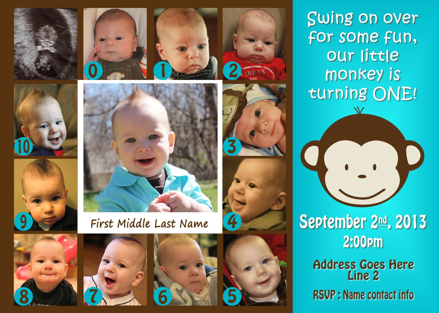 Mod Monkey Invitation Photo Mod Monkey Invite 1st Birthday