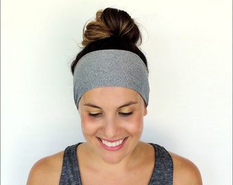 Yoga Headband - Running Headband - Workout Headband - Fitness Headband - Heathered Grey Print - Boho Wide Headband
