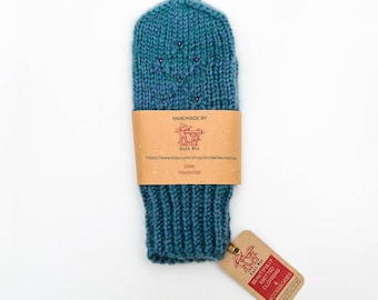 Warm, cozy & colorful hand knitted wool mittens gift for her