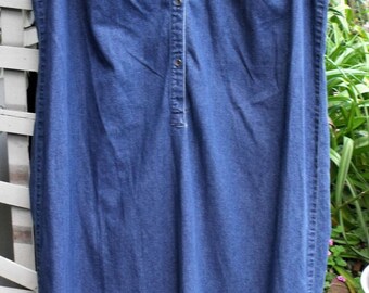 Vintage Denim Dress/ Liz Claiborne 16W/ Denim Chic/ Denim Thrift/ Farmhouse Chic/ Eco-Thrift Denim/ Shabbyfab Funwear