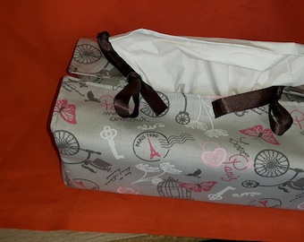 tissue box cover, cover fabric, fabric Paris protects tissue cover kleenex pocket tissue holder, home made cover box