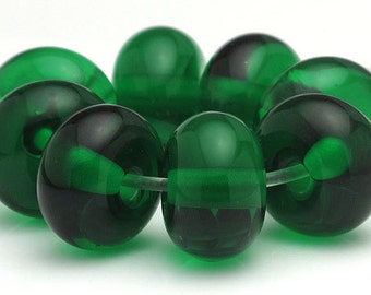 Handmade Lampwork Spacer Beads Emerald Green Transparent SRA