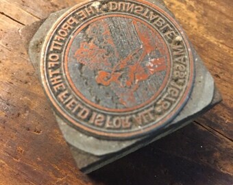 Vintage Letterpress Stamp Wood Metal Block Dunstable MA Seal