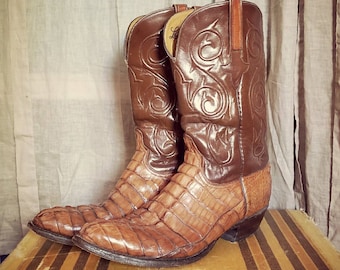 Lucchese Men's Hornback Caiman Tail Exotic Boots Handmade size 13 AMAZING.
