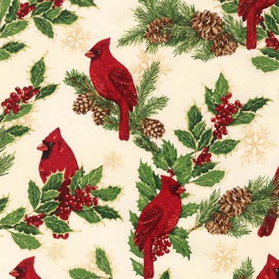 Holly Jolly Christmas Cardinal 5 Fabric Robert Kaufman