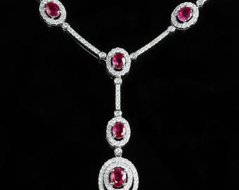 Ruby Diamond Necklace 18ct 2.38ct Diamond 3.25ct Ruby