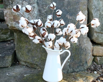 Cotton Stems, Set of 3-20" Cotton Stems, 2nd Anniversary Gift, Natural Cotton Branches, Cotton Bolls, Farmhouse Decor, Rustic Wedding Decor