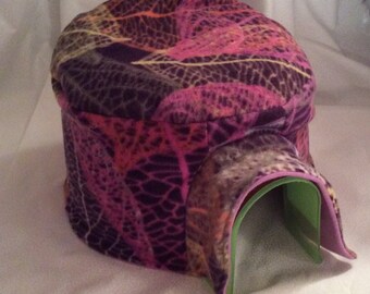 Purple Lace Leaves Igloo House Fleece Cover Print Fleece Hedgehog Pocket Pet Home Cover