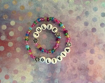 My Doll and Me- Matching personalized name bracelets for girls and their American Girl doll and/or other 18" dolls