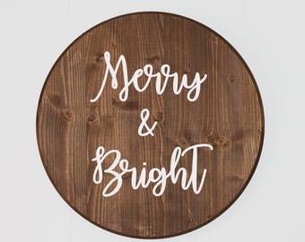 Merry and Bright, Rustic Christmas decoration, Wall Art, Wood Christmas Sign, Rustic christmas Sign, Farmhouse Christmas Signs
