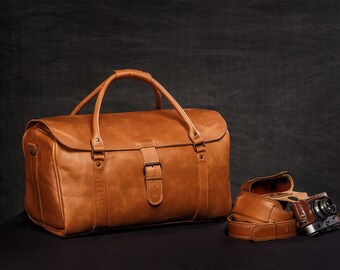 Leather Travel Bag 20" / Leather Duffle Bag / Leather Sports Bag / Gym Bag / Cabin Travel Bag / Weekender Bag / Overnight Bag / Leather Bag