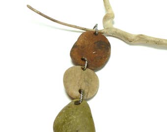 Beach Stones TOTEM Genuine Pebbles River Rocks Connections Long Charm Dangle Jewelry DIY Nature Lover Rustic Organic Tribal
