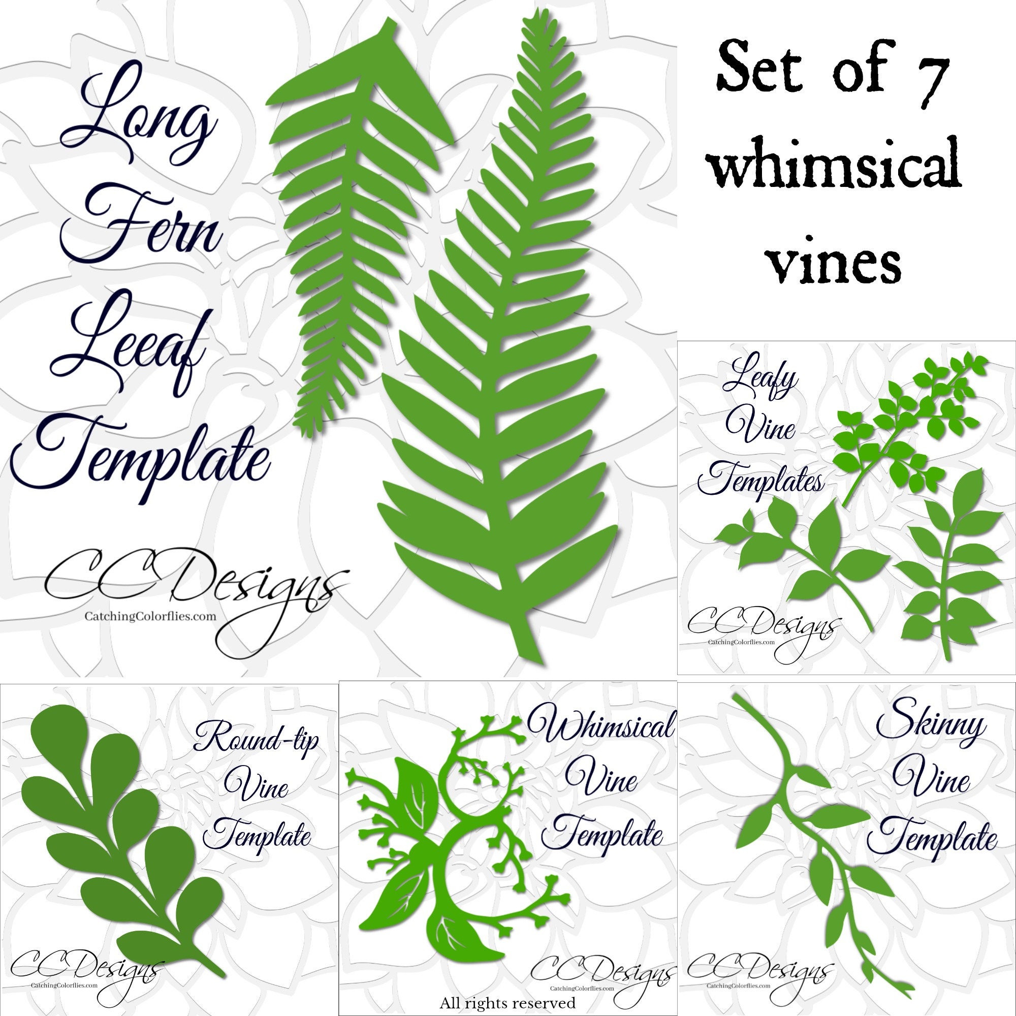 Leaf and Vine Templates Printable PDF Leaf Template Flower