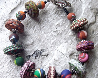 Super-Chunky Stacker Bead Bracelet - Handmade Polymer Clay Beads