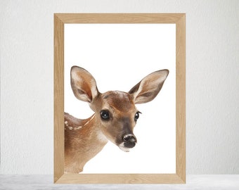 Printable Baby Deer Fawn, Woodland Deer Nursery Print, Deer Wall Art, Deer Nursery Print, Baby Deer Fawn Nursery Print Woodland Animal Print