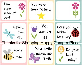 School Lunch Box Notes- Girls