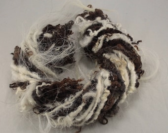 Handspun art yarn natural colored locks, 4.7 oz, 29 yards