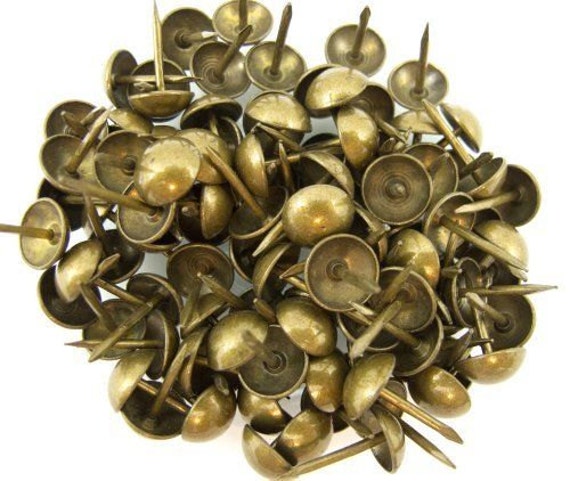 Natural Brass Upholstery Nails Tacks / Lot of 50 / Nailhead