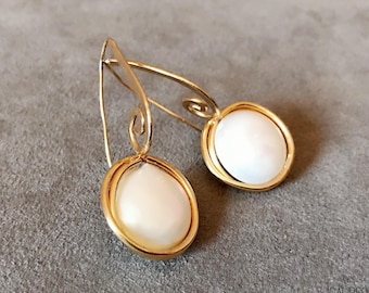Pearl earrings, gold earrings, gift for sister birthday, statement earrings, anniversary gift for wife, mothers day, gift for mom