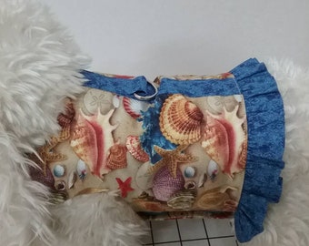 Seashells beach themed dog harness