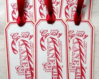 Vintage Style Candy Cane Word Art Christmas Gift or Scrapbook Tags #559