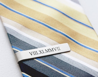 Valentine's Engraved Tie Clip - Custom Date Tie Bar Personalized Gift for Men Custom Date Tie Bar Engraved Tie Clip Gift for Dad Groom