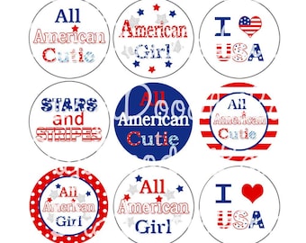 4th of July Bottle Cap Images Stars and Stripes Bottlecap Images Patriotic Bottlecap 4th of July Image Hairbow Necklace INSTANT DOWNLOAD