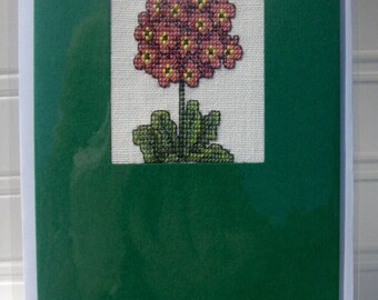 Cross stitch card, cross stitch picture, blank card, birthday card, thank you card, special occasion card