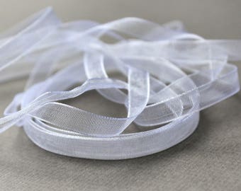 10 Yards Sheer White Organza Ribbon, ~1/4" wide Sheer Ribbon, 6mm White Ribbon, 10 Meter Ribbon, White Sheer Trim, Ribbon by the Yard