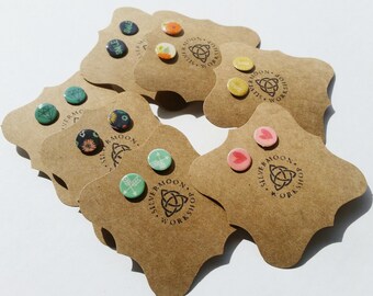 Small Circle Paper Stud Earrings