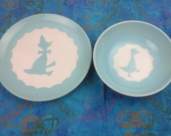 Child, vintage, plate and bowl set.