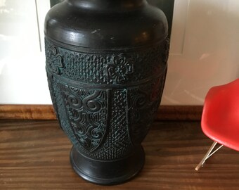 1920s Art Deco Tokanabe Vase with Verdigris Finish