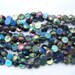 Vintage Peacock blue nailheads Czech glass 3mm AB beads miniture buttons doll parts