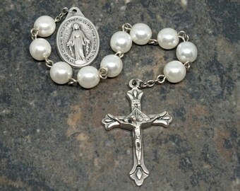 Ten Virtues of Mary Chaplet of Czech Glass Pearl in Your Color Choice; Catholic Chaplet; Tenner Chaplet; Mary Chaplet; Ten Virtues Chaplet
